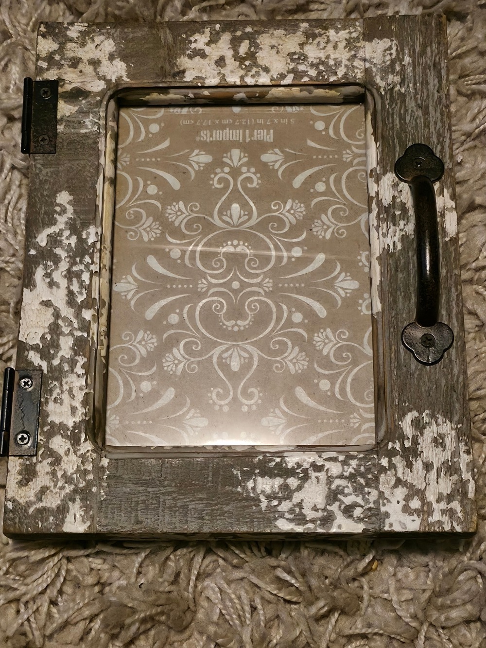 4/$25 Deal! Pier 1 Distressed White and Brown Rustic Picture Frame with Handle